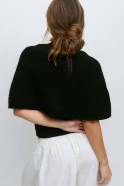 Gina Tricot Knitted cape cardigan Svart Outlet