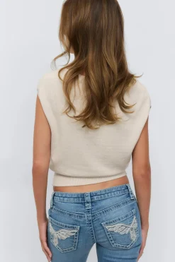 Gina Tricot 14+ knitted cape top Beige Online