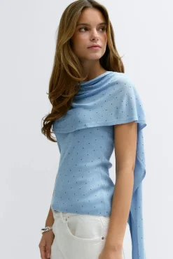 Gina Tricot Knitted cape top Blå Hot