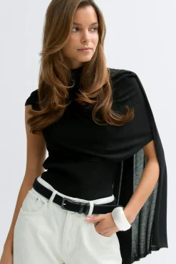 Gina Tricot Knitted cape top Svart