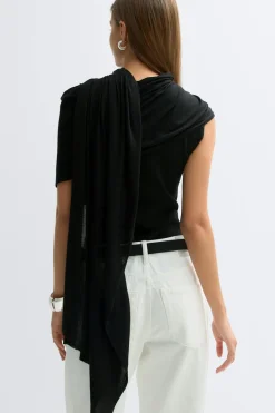 Gina Tricot Knitted cape top Svart