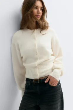 Gina Tricot Knitted cardigan Hvit Outlet