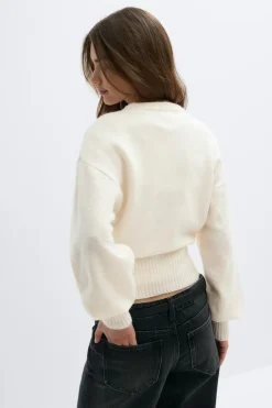 Gina Tricot Knitted cardigan Hvit Outlet