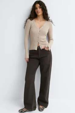 Gina Tricot Knitted cardigan Beige Online