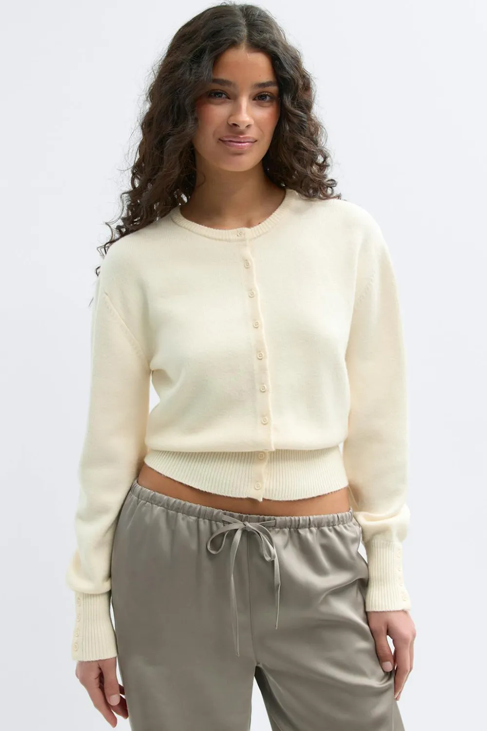 Gina Tricot Knitted cardigan Hvit Online