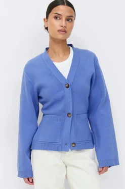 Gina Tricot Knitted cotton cardigan Blå Discount