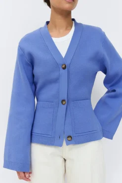 Gina Tricot Knitted cotton cardigan Blå Discount