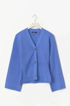 Gina Tricot Knitted cotton cardigan Blå Discount