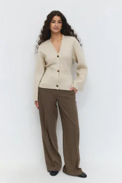 Gina Tricot Knitted cotton cardigan Beige Online