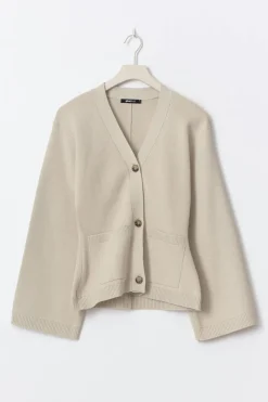 Gina Tricot Knitted cotton cardigan Beige Online