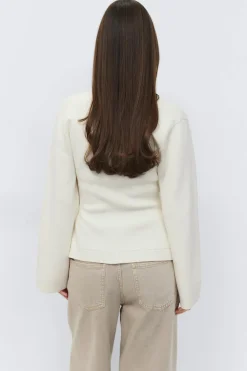 Gina Tricot Knitted cotton cardigan Hvit Discount