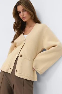 Gina Tricot Knitted cotton cardigan Gul Sale