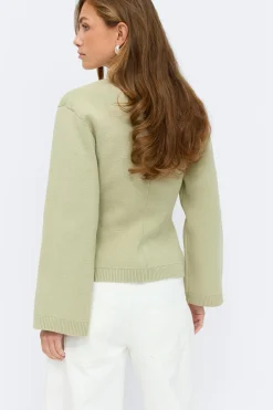 Gina Tricot Knitted cotton cardigan Grønn Discount