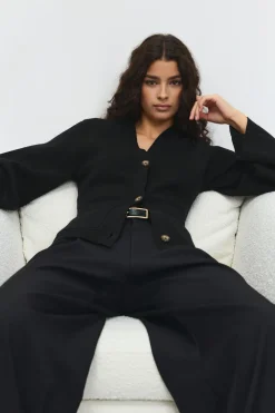 Gina Tricot Knitted cotton cardigan Svart Online