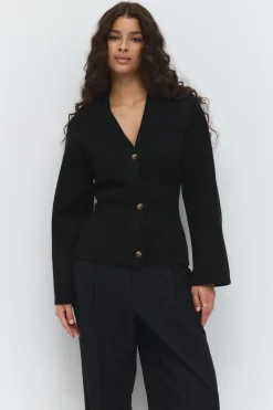 Gina Tricot Knitted cotton cardigan Svart Online
