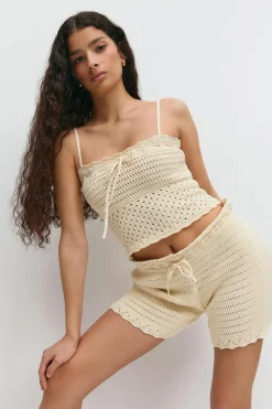 Gina Tricot Knitted cotton hort Gul Online