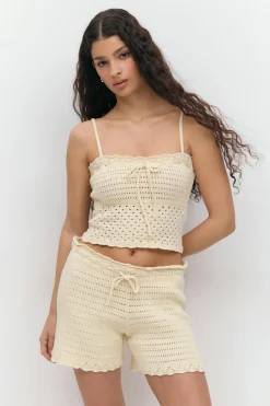 Gina Tricot Knitted cotton inget Gul Online