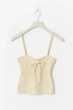 Gina Tricot Knitted cotton inget Gul Online