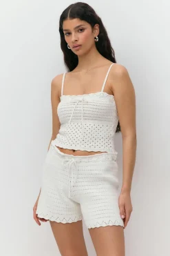 Gina Tricot Knitted cotton inget Hvit Sale