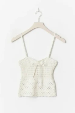 Gina Tricot Knitted cotton inget Hvit Sale