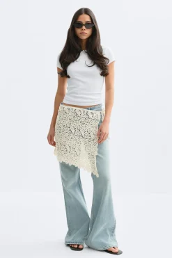 Gina Tricot Knitted crochet apron kirt Hvit Best