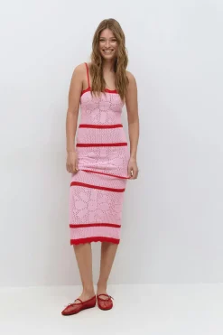 Gina Tricot Knitted crochet dre Rosa New