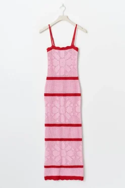 Gina Tricot Knitted crochet dre Rosa New