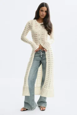 Gina Tricot Knitted crochet dre Hvit Outlet