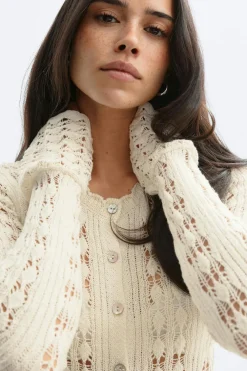 Gina Tricot Knitted crochet dre Hvit Outlet
