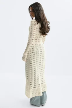 Gina Tricot Knitted crochet dre Hvit Outlet