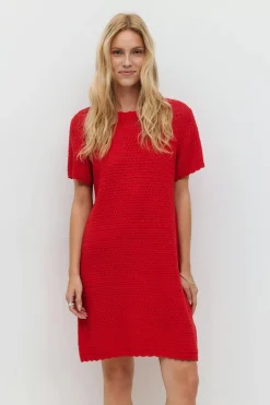Gina Tricot Knitted crochet t-hirt dre Rød