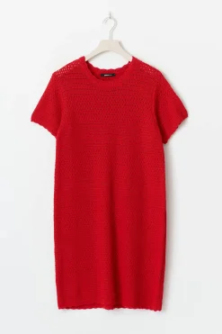 Gina Tricot Knitted crochet t-hirt dre Rød