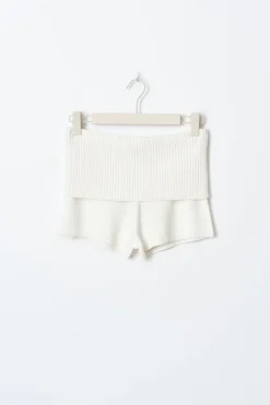 Gina Tricot Knitted foded down hort Hvit