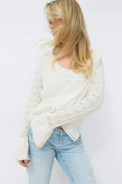 Gina Tricot 14+ knitted fri cardigan Hvit Sale
