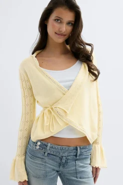 Gina Tricot 14+ knitted fri cardigan Gul Discount