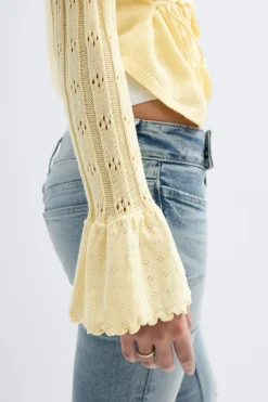 Gina Tricot 14+ knitted fri cardigan Gul Discount