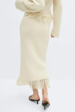 Gina Tricot Knitted fringe kirt Hvit Best