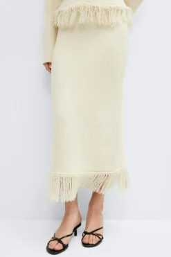 Gina Tricot Knitted fringe kirt Hvit Best