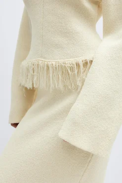 Gina Tricot Knitted fringe weater Hvit Sale