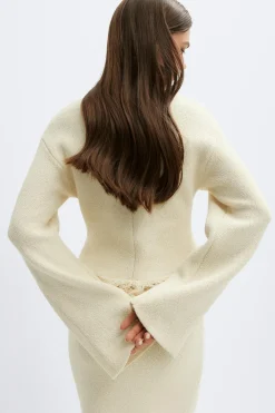Gina Tricot Knitted fringe weater Hvit Sale