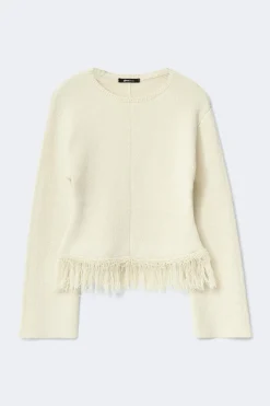 Gina Tricot Knitted fringe weater Hvit Sale