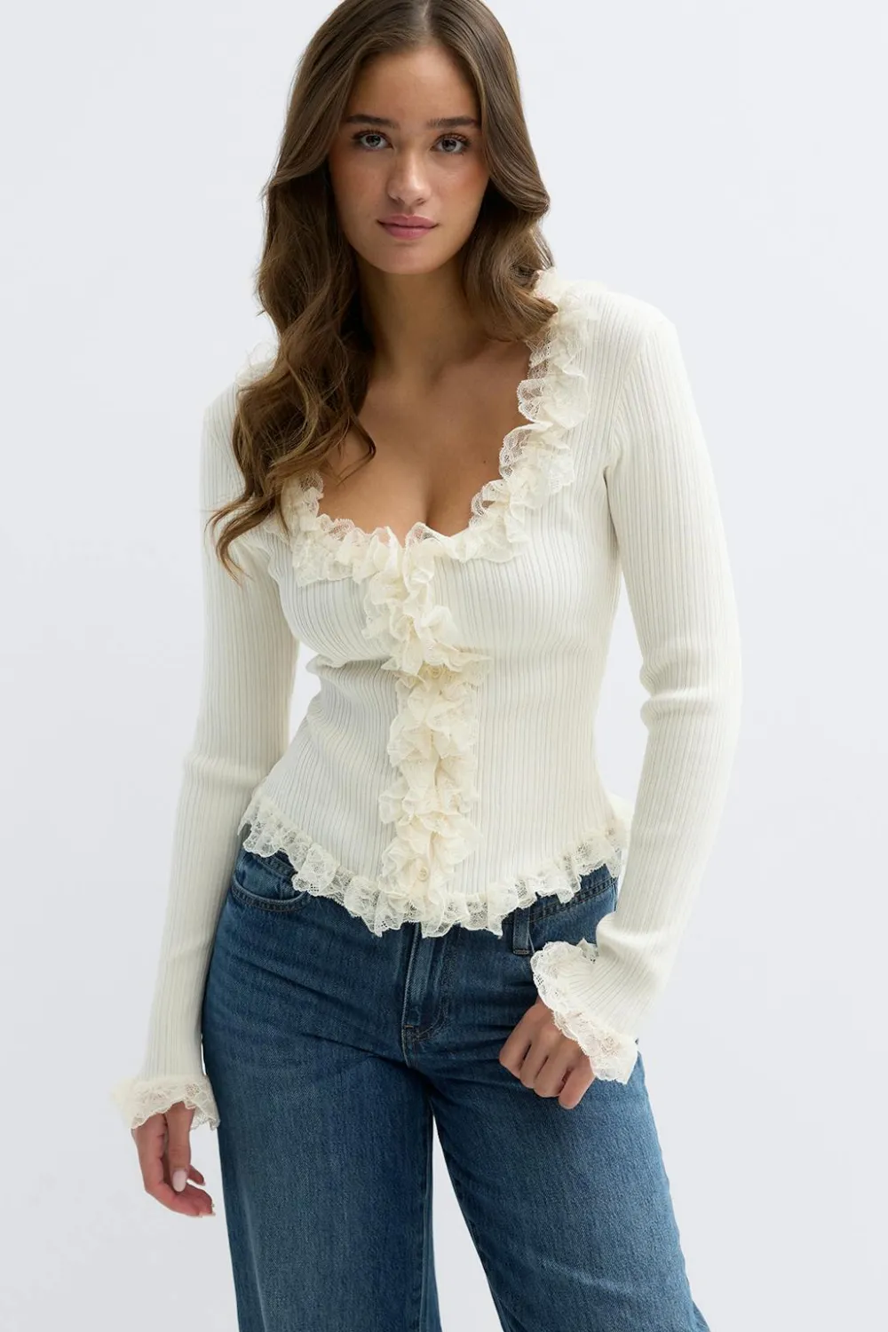 Gina Tricot Knitted ace cardigan Hvit New
