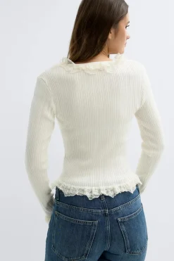 Gina Tricot Knitted ace cardigan Hvit New