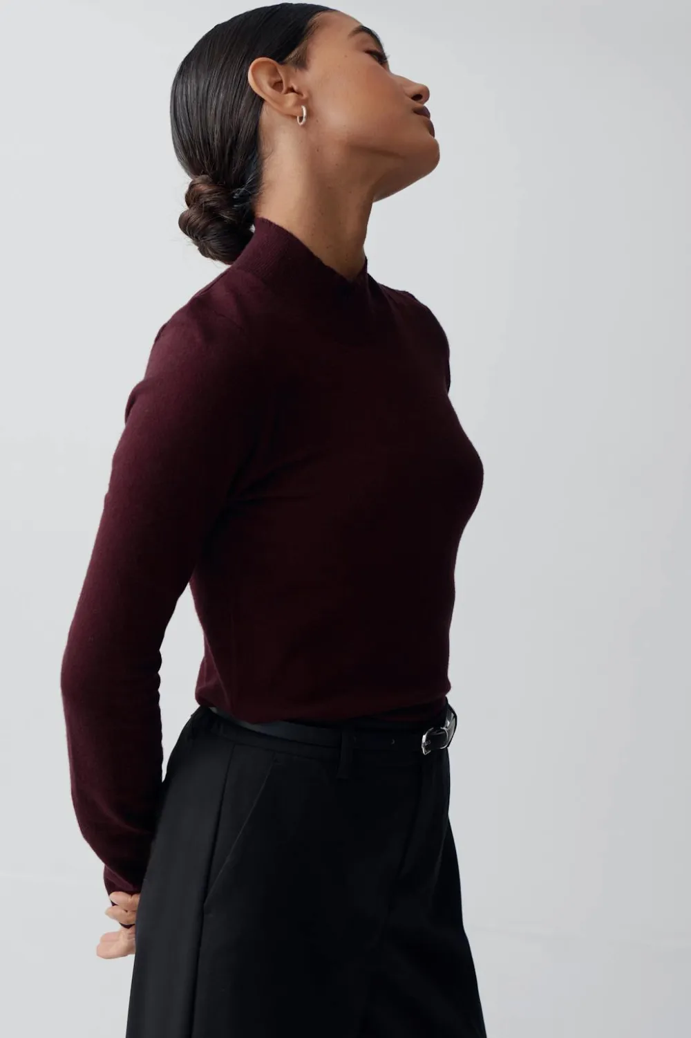 Gina Tricot knitted ong eeve top Rød Discount