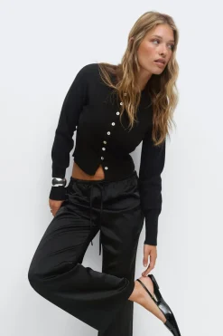 Gina Tricot Knitted oungewear cardigan Svart Sale