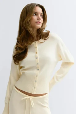 Gina Tricot Knitted oungewear cardigan Hvit Online