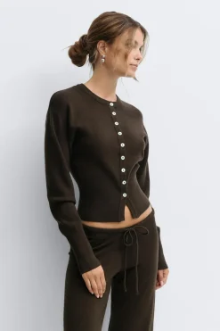 Gina Tricot Knitted oungewear cardigan Brun Sale