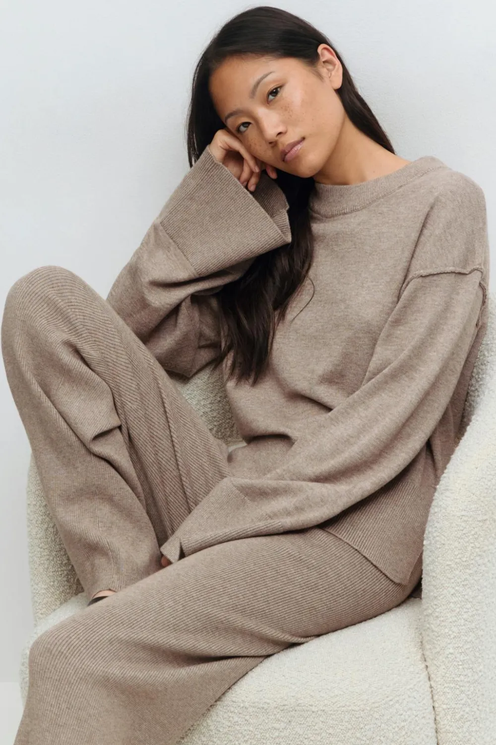 Gina Tricot Knitted oungewear weater Beige Sale