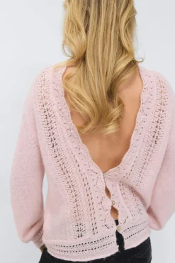 Gina Tricot 14+ knitted open back weater Rosa