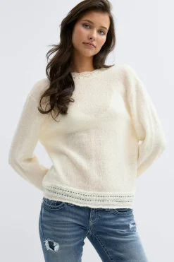 Gina Tricot 14+ knitted open back weater Hvit Best